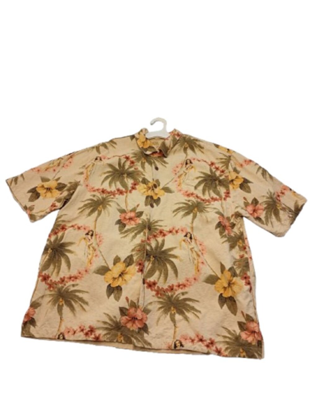 Montego Mon Men's 100% Silk Aloha Button Up Shirt Side Slits Size L EUC